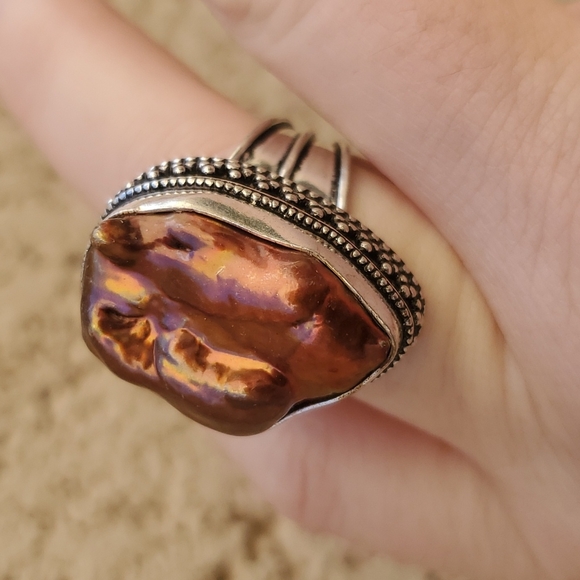 New Biwa Pearl 925 Silver Ring. - Picture 10 of 15